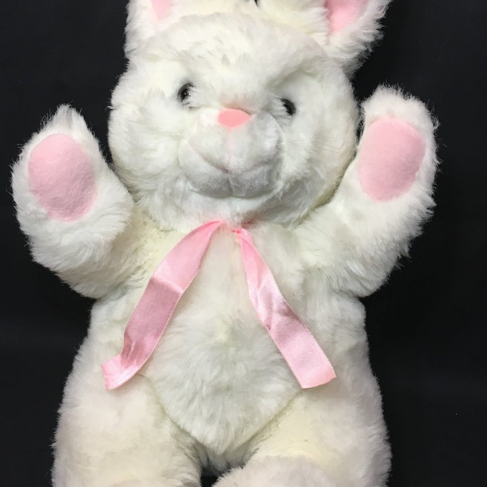 Vintage Animal Playthings Bunny Plush White Pink - Picture 2 of 9